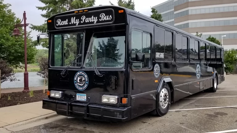 Full size luxury party bus for school dances in Minneapolis MN, seats 40 students