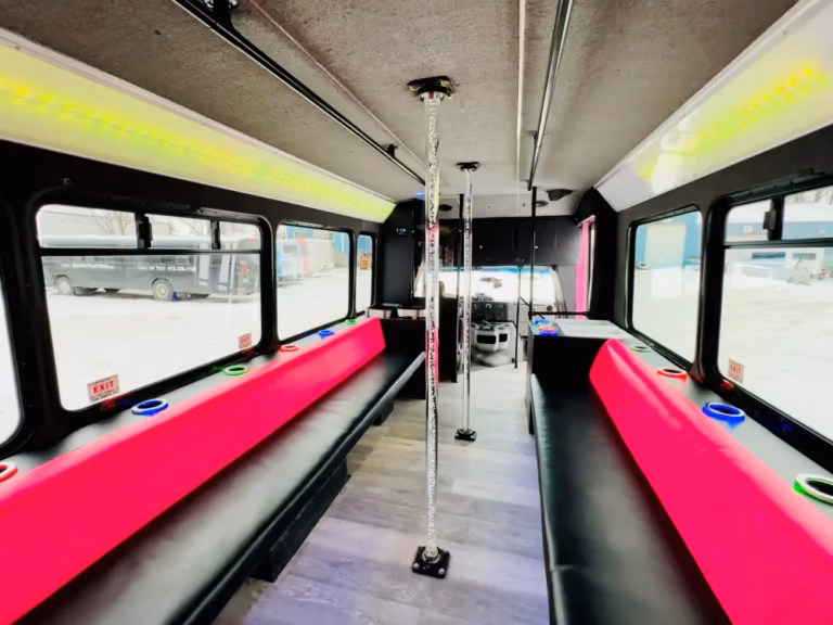 The Bachelorette Party Bus 22 Pink Seating