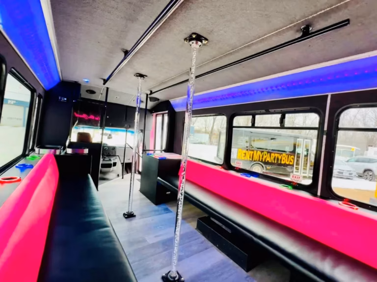 The Bachelorette Party Bus 32 Interior Blue