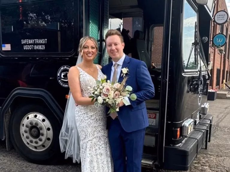 The Black Onyx Party Bus Wedding Couple 6