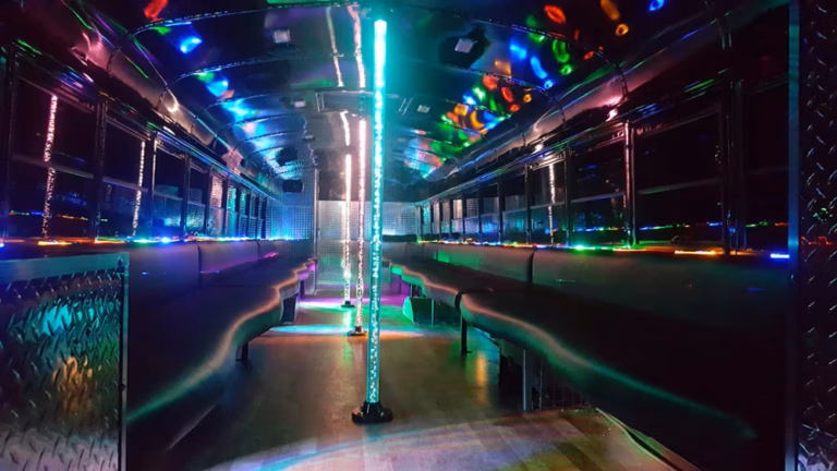 The Black Phantom Party Bus 19 Interior Poles Turquoise