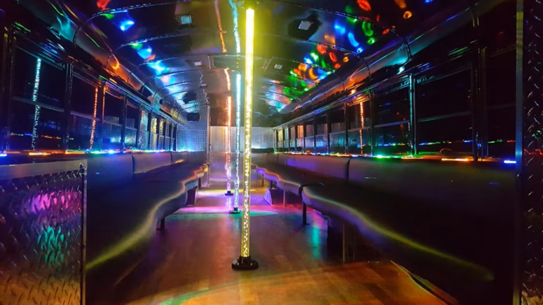 The Black Phantom Party Bus 20 Interior Poles Yellow