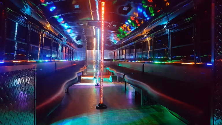 The Black Phantom Party Bus 22 Interior Pole Red