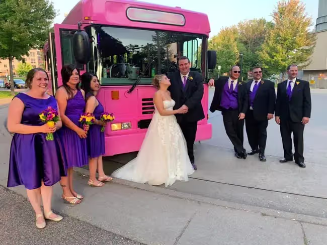 Medium party bus for school dances in Minneapolis MN, seats 20 students
