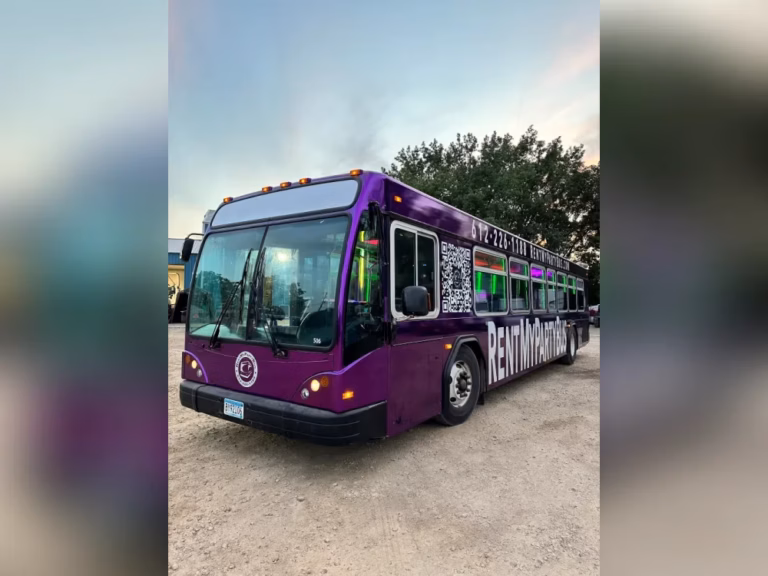 Purple Rain Party Bus 3 Minneapolis landscape