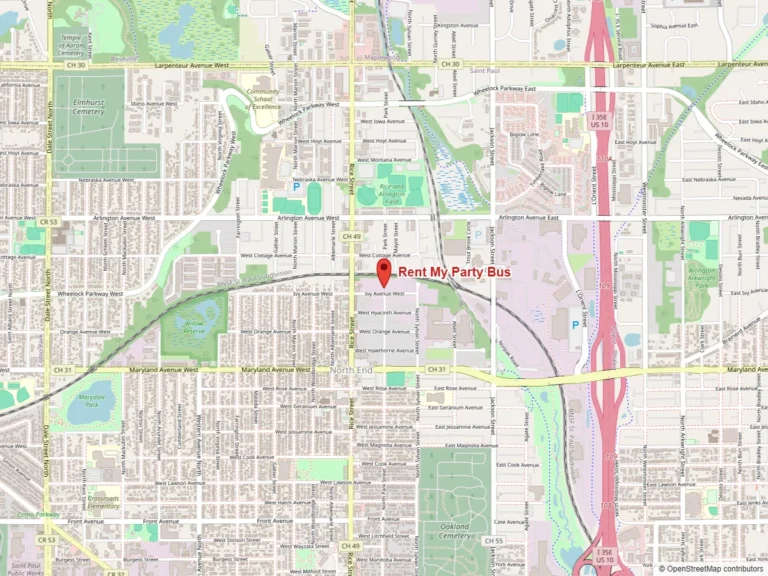Map showing Rent My Party Bus at 95 Ivy Ave W, St Paul, MN 55117