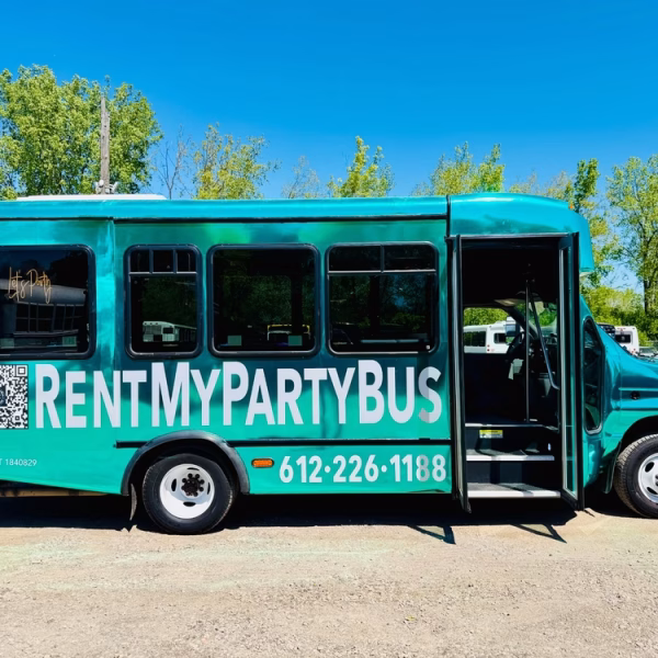 The Emerald party bus — ready for a bachelorette party, 15-seat mini party bus in Minneapolis–St Paul MN